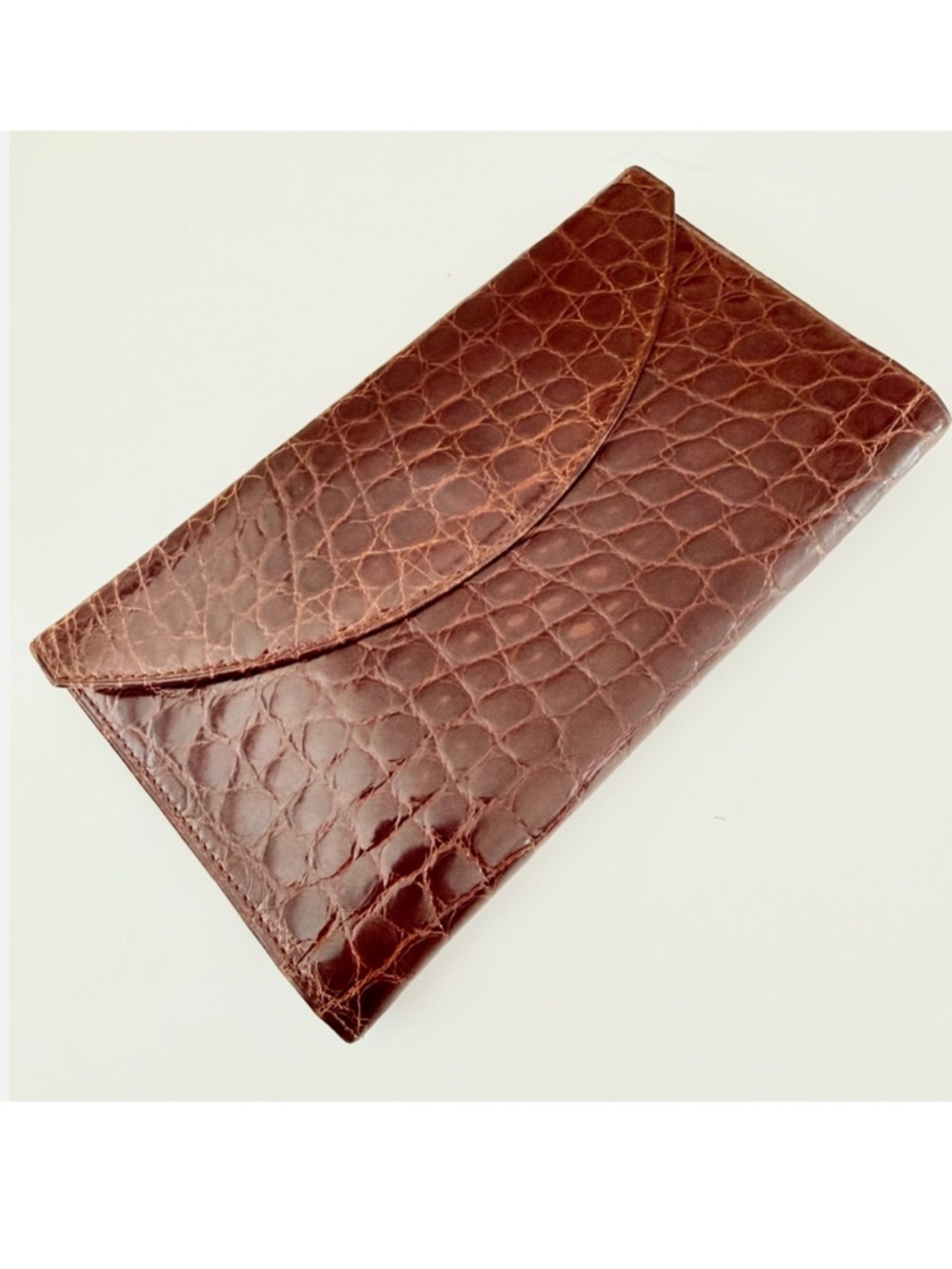 Wehmeiers New Orleans Croc Embossed Brown Leather Wallet